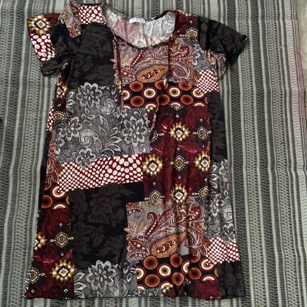 Multi print flutter sleeve dress